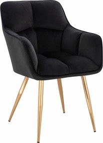 HR550 Scaun Neagră Catifea cu Bază Aurie