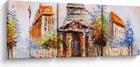 Tablou - Monument de oraș pictat (cu ceas) (90x30 cm)