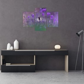 Tablou - fluture în lavandă (90x60 cm)