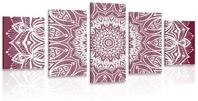 Tablou 5-piese Mandala armonie pe un fundal roz