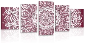 Tablou 5-piese Mandala armonie pe un fundal roz