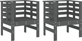 vidaXL Scaune de grădină, 2 buc., gri, 61,5x53x71 cm, lemn masiv pin