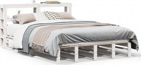 vidaXL Cadru de pat fără saltea, alb, 140x200 cm, lemn masiv pin