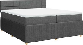 vidaXL Pat box spring cu saltea, gri închis, 200x200 cm, textil