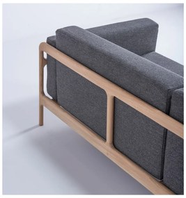 Canapea cu structură din lemn de stejar Gazzda Fawn Plus, 240 cm, gri închis