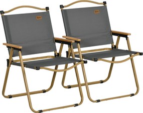 Outsunny Set 2 Scaune de Camping Pliabile cu Cotiere, 54x59x78 cm, Gri Închis | Aosom Romania