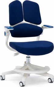 ErgoMotion Junior – Scaun Ergonomic pentru copii, Reglaje Multiple, Ajustare Personalizată, Adaptabil pe măsura creșterii, Suport Lombar 3 Zone, Roți Blocabile, Bleumarin