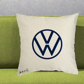 Perna Personalizata cu emblema Volkswagen, 40x40 cm, Ecru, Husa Detasabila, Perna Inclusa, BEKZ®