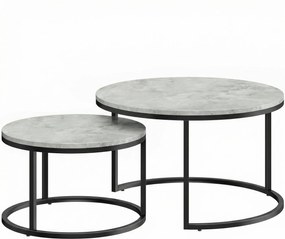 HOMCOM Set 2 măsuțe de cafea moderne, suprapuse, rotunde, gri marmorat | Aosom Romania