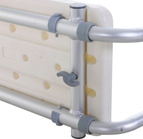 HOMCOM Scaun pentru Cadă din Aliaj de Aluminiu, Plastic și Lățime Reglabilă, 73-83x22x18 cm, Alb | Aosom Romania