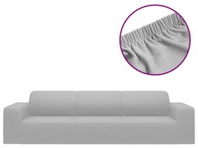 Husa elastica pentru canapea cu 4 locuri poliester jersey gri 1, Gri, 4 locuri