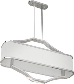 Lustra din metal crom si tesatura alb crem Gerdo Oval