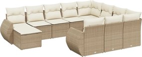 vidaXL Set canapele de grădină cu perne, 11 piese, bej, poliratan