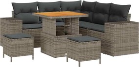 vidaXL Set de canapele pentru grădină cu pernă cu depozitare 8 pcs Gri