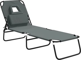 vidaXL Șezlong pliabil gri țesătură Oxford & oțel vopsit electrostatic