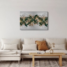 Tablou - Frunze tropicale, Galben - auriu (90x60 cm)