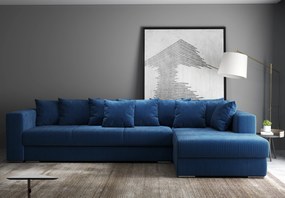 Colțar extensibil dumonde cu ladă de depozitare si sezut confortabil din spuma high-density, Gloria Zoom Blue 320x183 cm