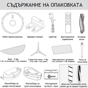 Robot aspirator cu lampa de sterilizare UVC MAGNUM UV+, Li-ion 5200 mAh, 50W, 3000 Pa, 3 trepte, Wi-Fi, Autonomie de pana la 280 min, Pana la 250 m², Negru