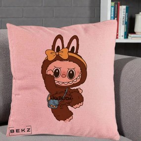 Perna Personalizata Kabuda Maro cu Funda Aurie, 40x40 cm, Roz, Husa Detasabila, Perna Inclusa, BEKZ®