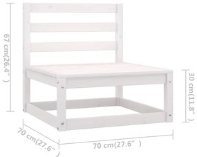 Set mobilier de gradina cu perne, 11 piese, alb, lemn masiv pin Alb, 1, Da