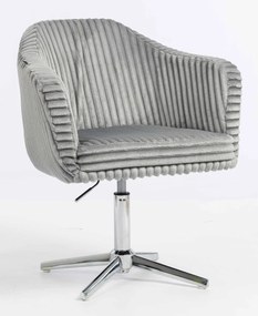 HR832CROSS Scaun Gri Teddy Cord cu Bază Cromata