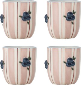 Set 4 căni din ceramică pictate manual, roz, D8×H9 cm, 235 ml, „Carry Cup"