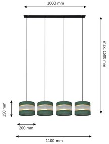Lustră pe cablu HELEN 4xE27/15W/230V verde/auriu