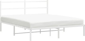 vidaXL Cadru de pat metalic cu tăblie, alb, 150x200 cm
