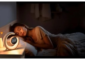 Immax 08981L - Lampă de birou LED RGBW dimabilă cu ceas PEACOCK LED/20W/5V USB