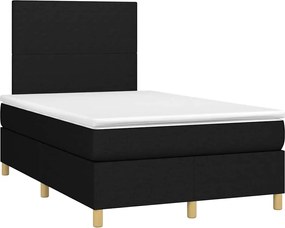 vidaXL Pat box spring cu saltea, negru, 120x190 cm, catifea