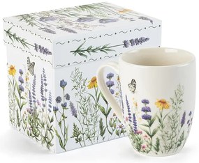 Cană din porţelan LAVANDĂ ŞI FLUTURI în cutie cadou 350 ml