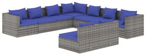 3102422 vidaXL Set mobilier de grădină cu perne, 9 piese, gri, poliratan