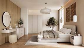 Dulap Lorini 150 cm cu rafturi - cașmir / mânere aurii T-bar