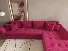 Colțar extensibil dumonde cu ladă de depozitare si sezut confortabil din spuma high-density, Loana XL Zoom Rosu II 335x185 cm