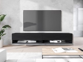Dulap TV de perete Adenuk 140 MDF (Negru + Negru) (cu iluminat LED RGB). 1106329