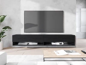 Dulap TV de perete Adenuk 140 MDF (Negru + Negru) (cu iluminat LED RGB). 1106329