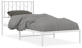 374479 vidaXL Cadru pat metalic cu tăblie, alb, 90x200 cm