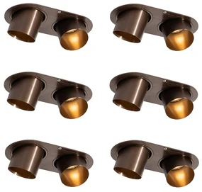 Set de 6 spoturi încastrate bronz închis GU10 50mm 2 lumini - Installa
