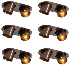 Set de 6 spoturi încastrate bronz închis GU10 50mm 2 lumini - Installa