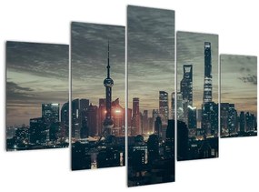 Tablou cu orașul în amurg (150x105 cm)