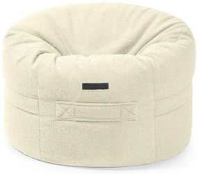 Fotoliu puf pentru copii crem cu tapițerie din țesătură bouclé Roll 80 – SLOWDOWN