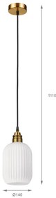 Candelabru HECTOR pe cablu 1xE27/15W/230V alb/alamă Ø14 cm