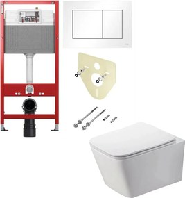 Pachet vas wc Rune Jord, capac slim softclose si rezervor TECEbase si clapeta TECEnow alb
