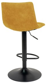 Taburet de bar Middelfart, catifea, galben muștar, picioare negre