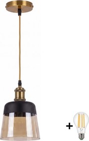 BRILAGI - Lustra LED pe cablu R GLASS 1xE27/60W/230V Ø 15,5 cm auriu/bej fumuriu