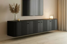 Comodă TV suspendată Vesper 4D 187 cm - negru / mânere negre