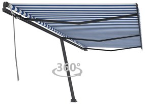 vidaXL Copertină autonomă retractabilă manual albastru/alb 600x300 cm