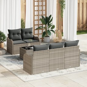 vidaXL Set de canapele pentru grădină 6 pcs Gri deschis Rattan poli