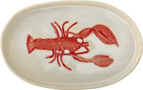 Platou oval din ceramică natur cu homar sculptat în relief, 29×18×2,5 cm, "Hadden"