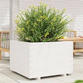 vidaXL Jardinieră de grădină, alb, 70x70x49,5 cm, lemn masiv de pin